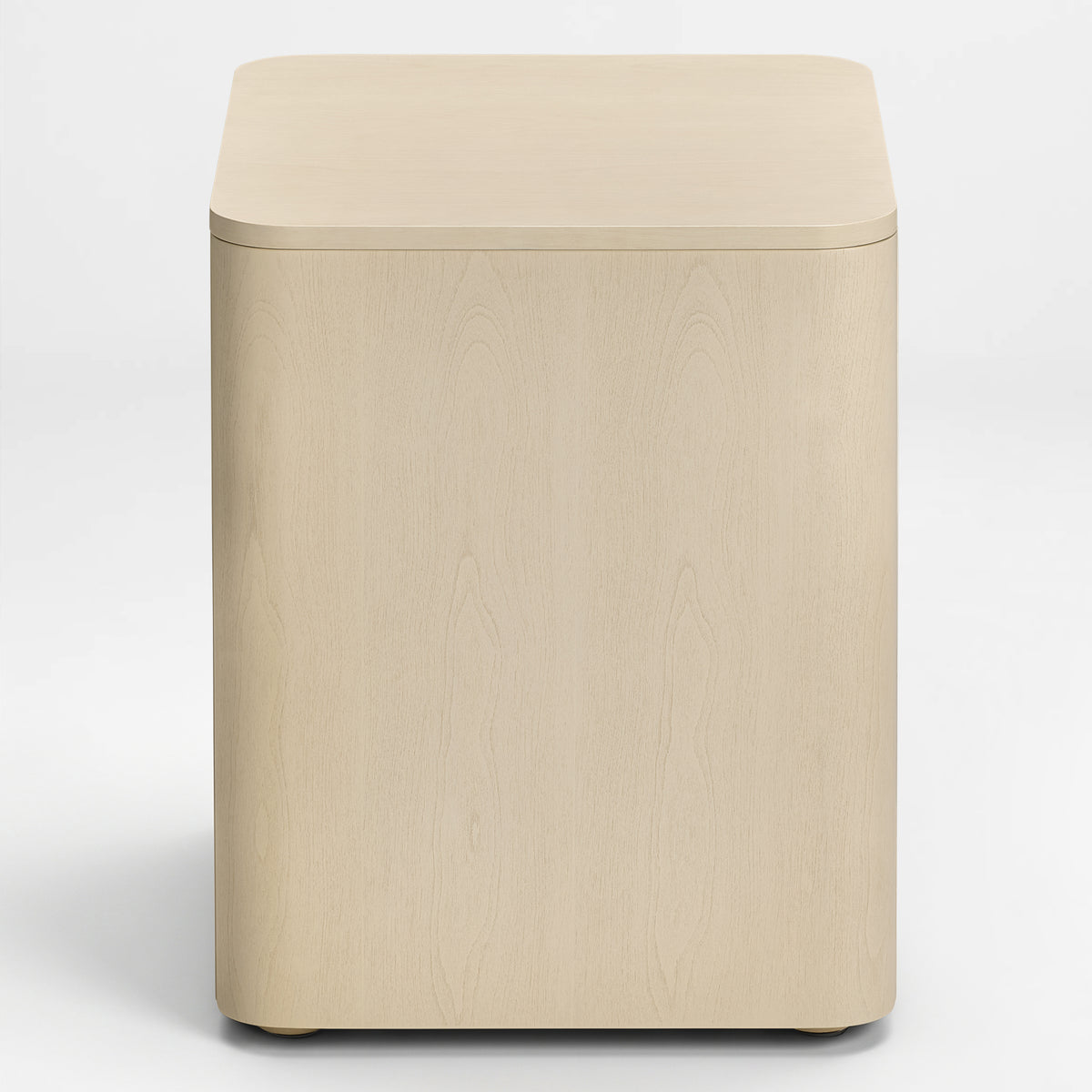 Eureka Ergonomic Opal fluted file cabinet in Cream, rear view of the flat wood grain back panel