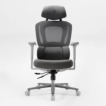 Hybrid ergonomic chair front view on white background, Gray