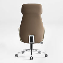 Eureka Ergonomic Aric Faux Leather Executive Office Chair Off-White Back View