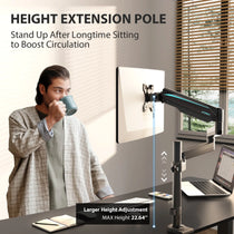 Eureka Ergonomic Monitor Arm With Height Adjustment, Enhancing Posture and Circulation, Max Height 22.64.