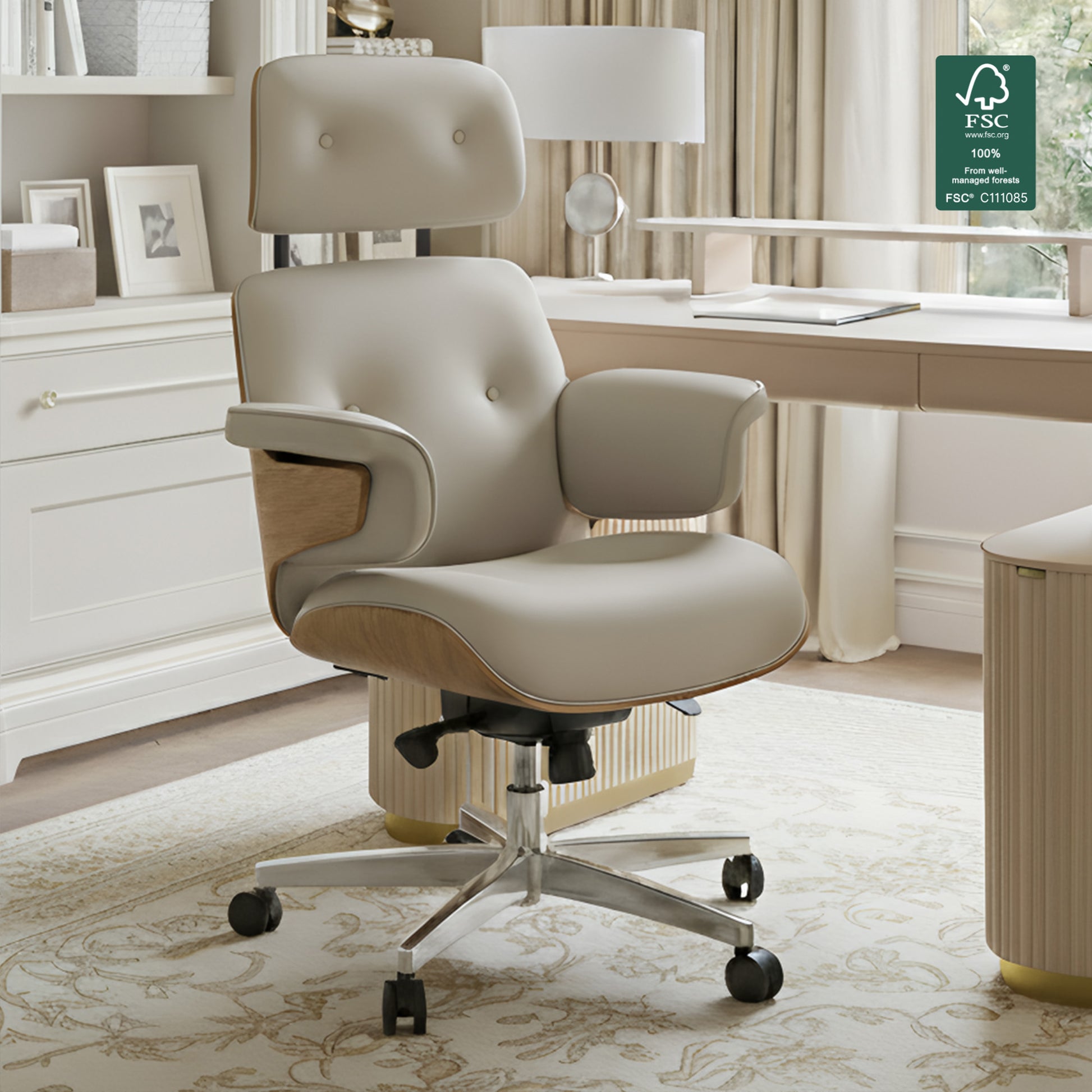 monstera leaf office chair Mathias, Napa Leather Executive Office Chair