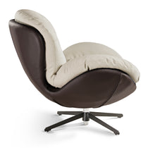 Alexia Comfy Soft Swivel Lounge Chair, Cream Vegan Leather, Ergonomic Design, and 360 Swivel Base, Perfect for Modern Living.