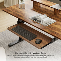 Walnut Pull-Out Keyboard Tray Compatible With Various Desk Materials, Ergonomic Design.