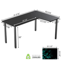 Eureka Ergonomic L-Shaped Office Desk - Black Desk With Dimensions, 200 Lbs Max Weight Load, and Mouse Pad.