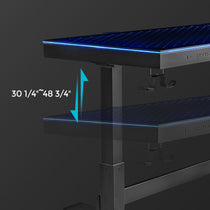 Black GTG-L60 Pro L-Shaped Glass Gaming Desk With Adjustable Height of 30 1/4-48 3/4.