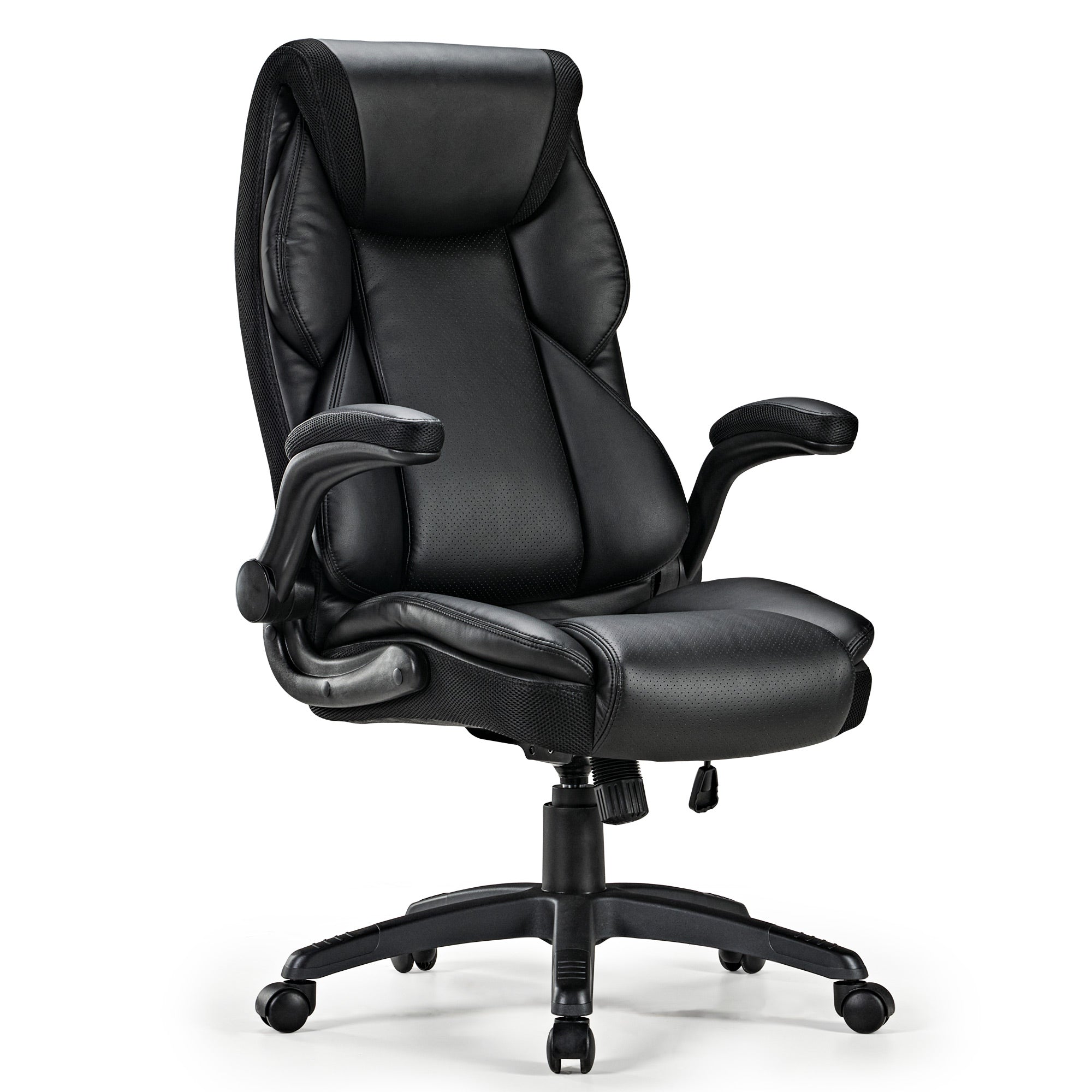 Eureka leather comfy office chair with soft cushion and lumbar support