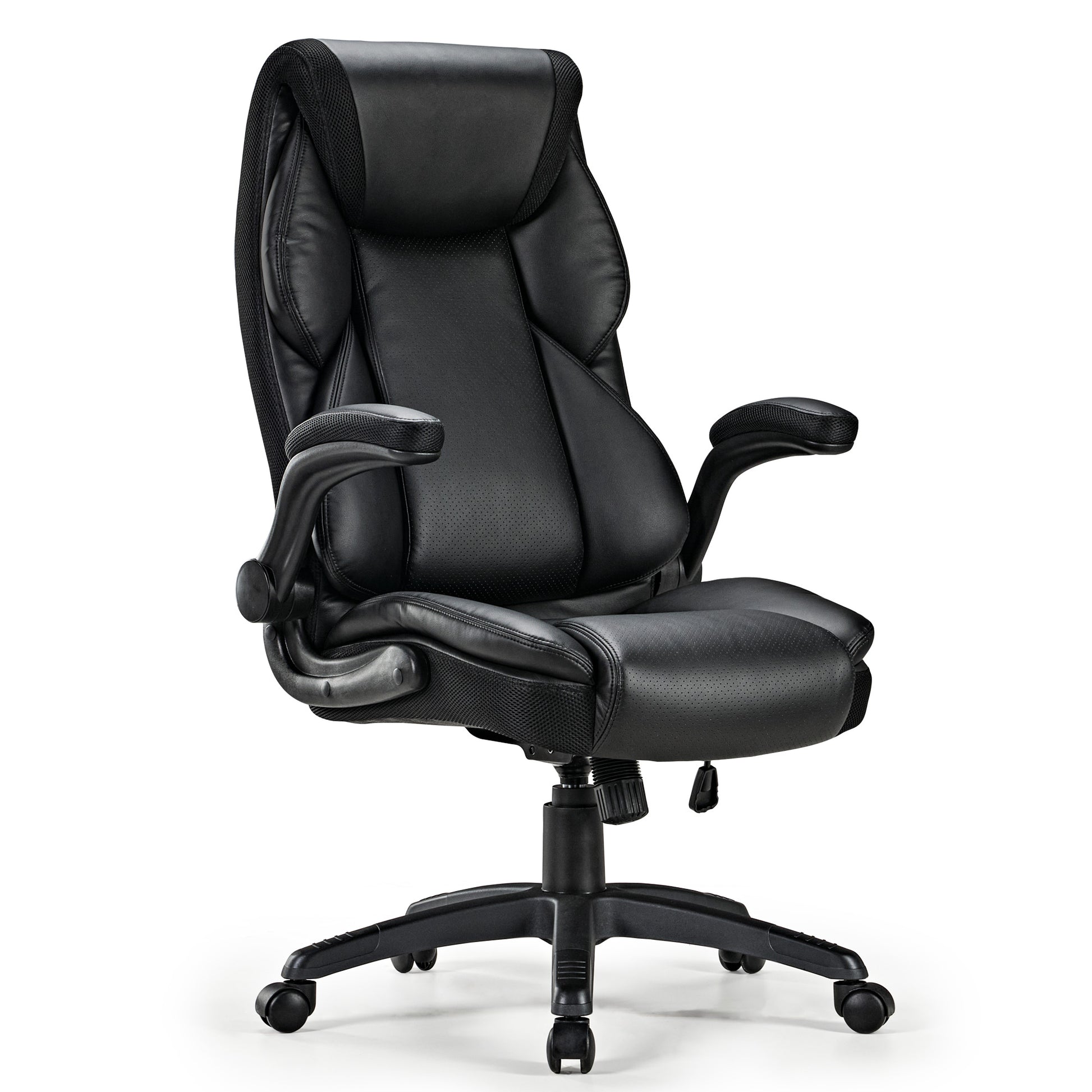 Galene, Home Office Chair, Black, Breathable cushioned PU Leather Fabric, Angled