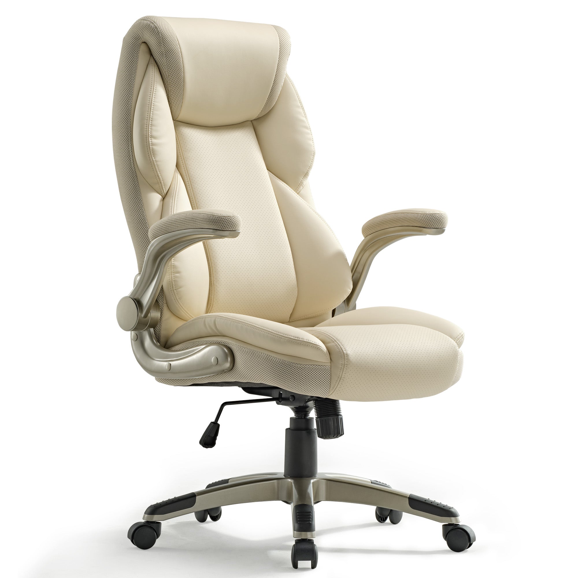 Eureka leather comfy office chair with soft cushion and lumbar support