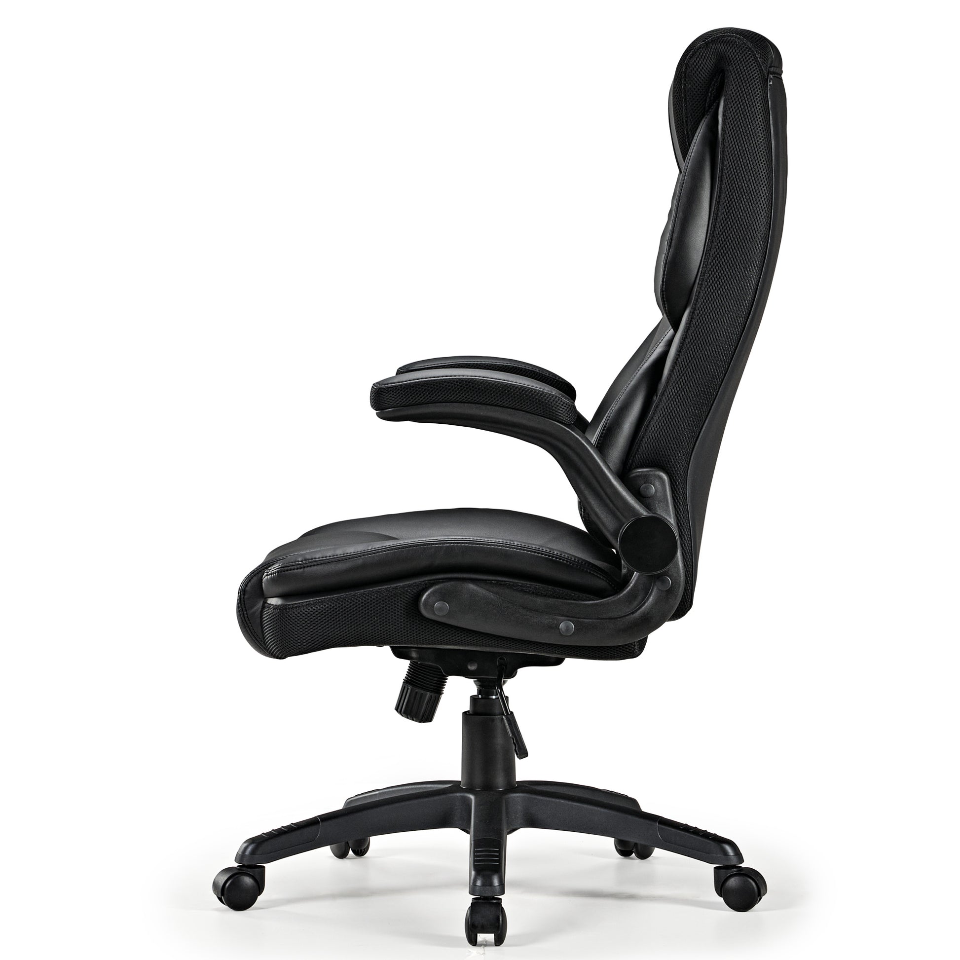 Galene, Home Office Chair, Black, Breathable cushioned PU Leather Fabric, Side