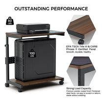 Mobile Eureka Ergonomic Cpu Cart in Black, Holds Pc and Printer, Rolling, With Strong Load Capacity and Adjustable Height.