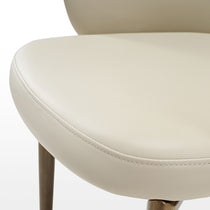 Acalay Beige Dining Armchair Detail: Faux Leather Seat, Beige Color, With Stitching.