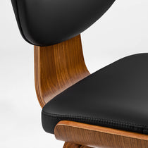 Belmar Black Leather Dining Chair, Wooden Frame and Legs, Ergonomic Design.