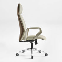 Eureka Ergonomic Aric Faux Leather Executive Office Chair Off-White Side View