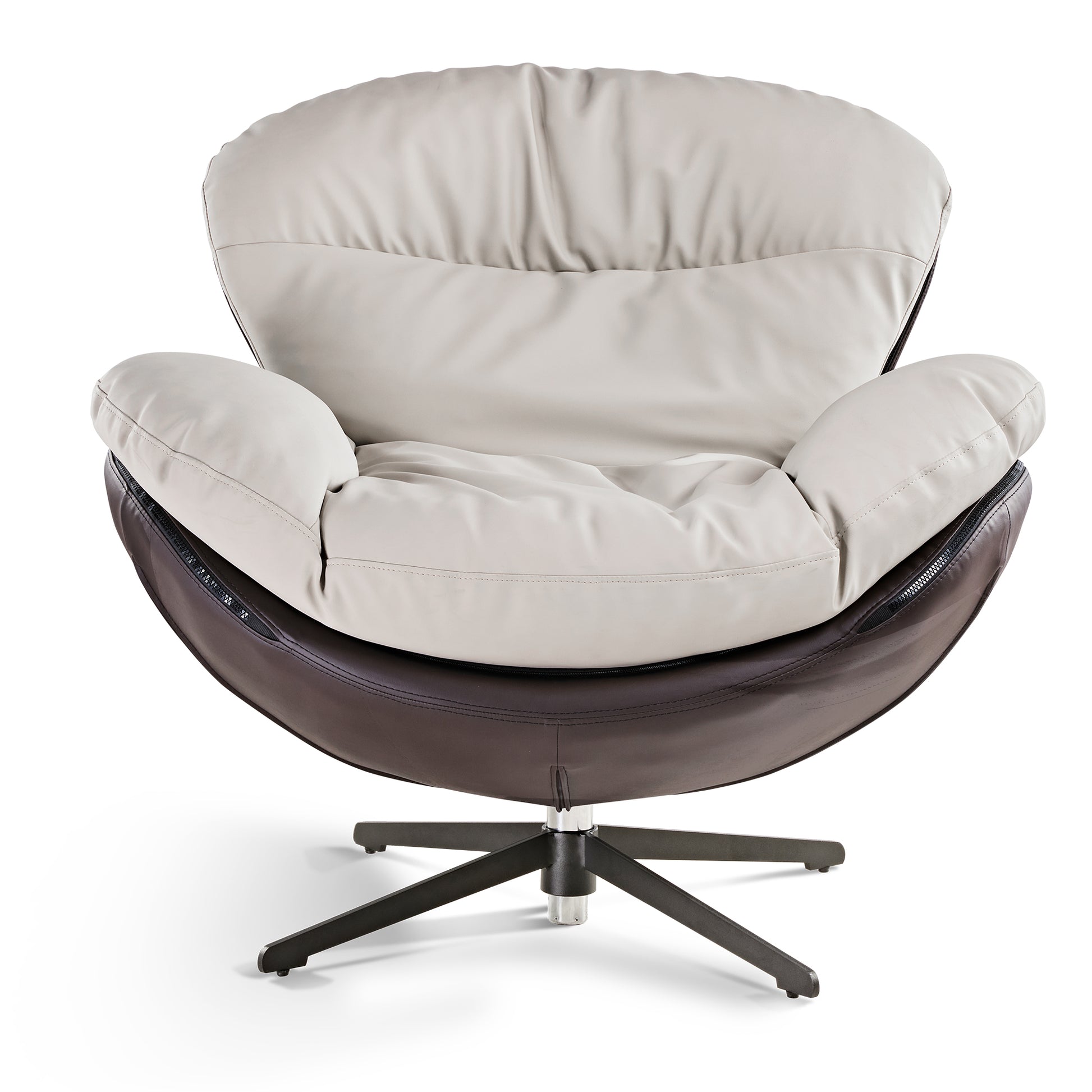 Alexia,Swivel Lounge Chair with Leather & Down