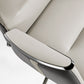 Royal II Executive Office Chair Armrest Detail, Showcasing Silver Trim, Gray Leather, and Ergonomic Design.