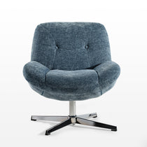 Eureka Ergonomic Henry Chenille Swivel Lounge Chair in Blue, 360° Rotation, Metal Base, Modern Design.