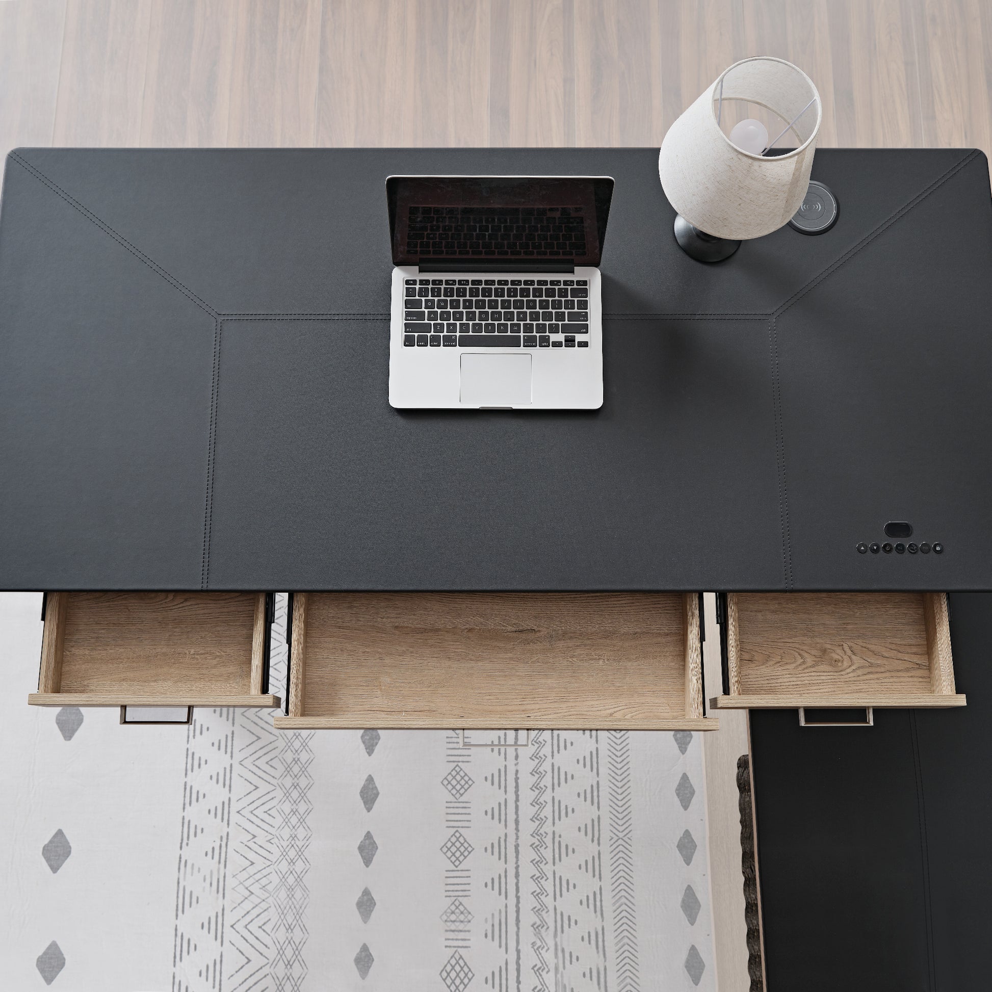 Eureka Ark EX 60'' L Shape Executive Standing Desk with Storage Shelf  with Three Drawers
