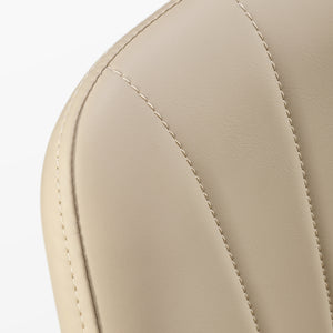 Off-White Pu Leather Upholstered Chester Dining Chair Detail, Showcasing Diamond Stitching.