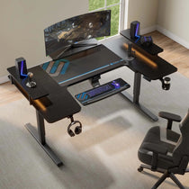 Eureka Ergonomic 74 U-Shaped Standing Desk in Black With Accessories for Gaming and Ergonomic Comfort.