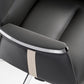 Royal II Executive Office Chair Armrest Detail - Black Leather, Silver Trim, Ergonomic Design, Cream Stripe.