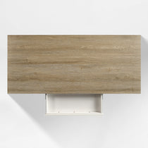 Eureka Ergonomic Ark SD Standing Desk with Sonoma Oak finish and drawer, shown from overhead