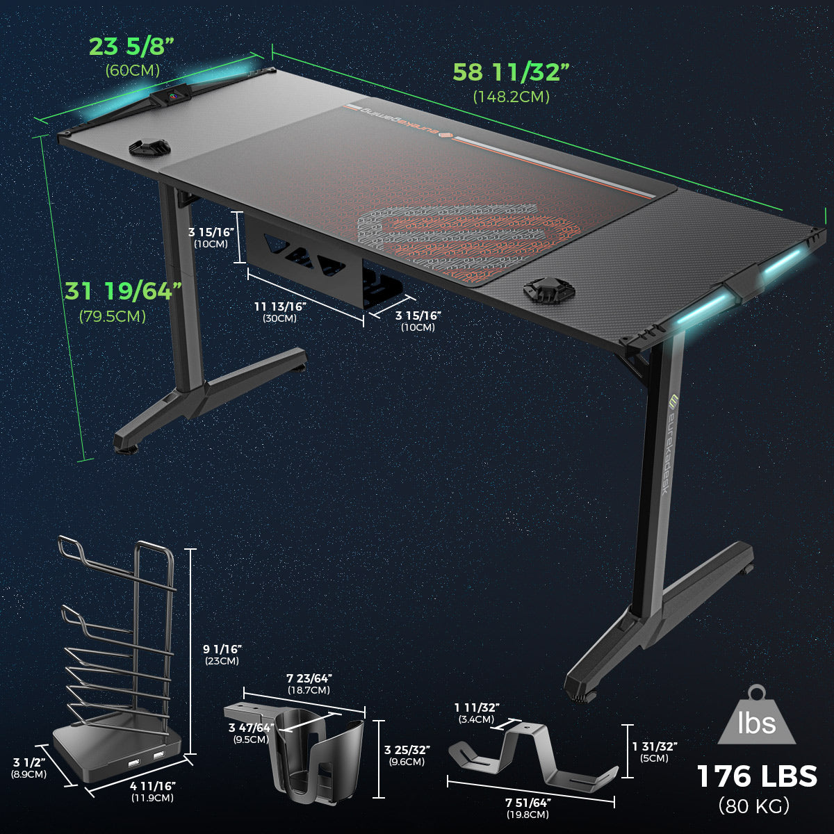 Gaming computer deals table size