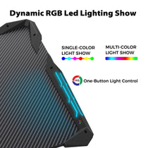 Eureka Ergonomic Gaming Desk With Dynamic Rgb Led Lighting, One-Button Control, and a Carbon Fiber Surface.