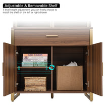 Eureka Ergonomic Walnut Display Bookshelf With Adjustable Shelves, Walnut Finish With Gold Legs, for Books and Display.