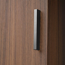 Sonoma Tv Stand Wood Grain Cabinet Door Detail With Modern Silver Handle.