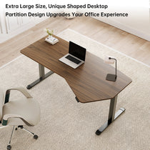 Eureka Ergonomic 70-Inch Heptagon Desk, Extra Large Size With Partition Design for Home Office.