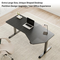 Eureka Ergonomic 70-Inch Unique Shaped Standing Desk With Partition Design, Wood Veneer, Modern Home Office.