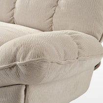 Grayson Power Recliner Chair Detail, Beige Textured Fabric, Comfortable Design for Relaxation.
