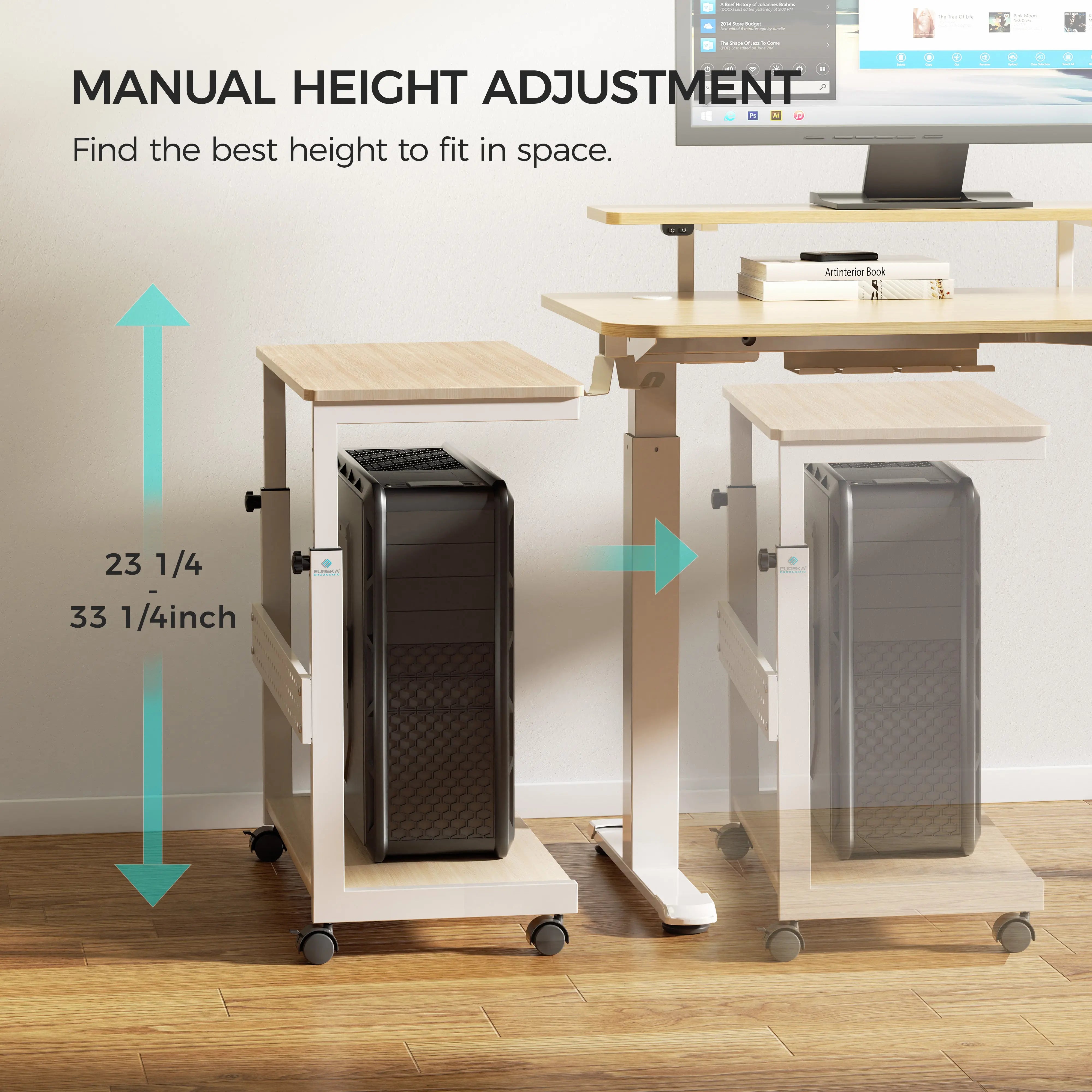 Computer Accessories PC Stand Rolling Cart with Wheels and Mouse Pad