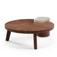 41" lrregular Round Solid Wood Walnut Coffee Table With walnut parquet veneer