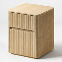 Eureka Ergonomic Aurelia Fluted File Cabinet, Modern Wood File Cabinet Three Quarter Right View