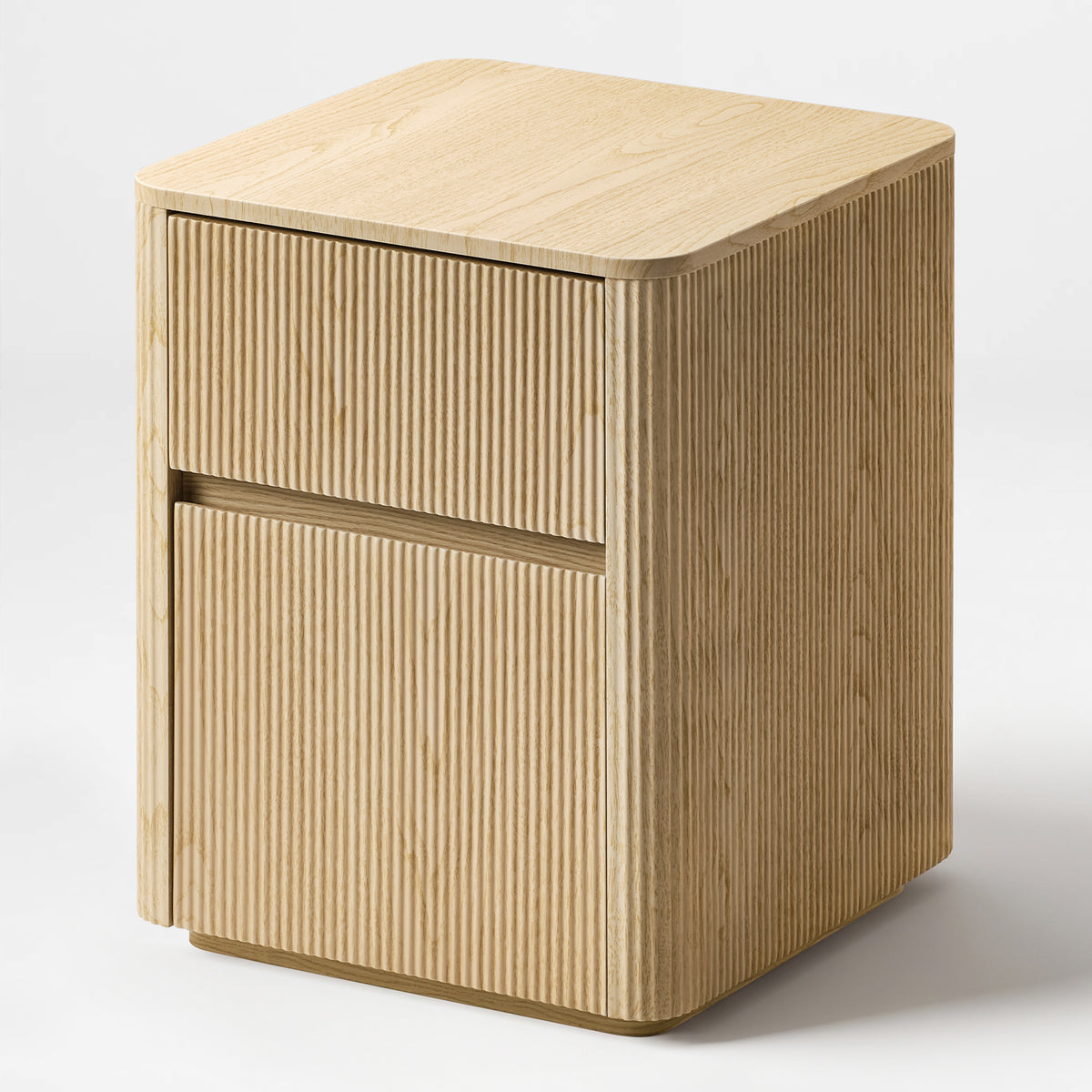 Eureka Ergonomic Aurelia Fluted File Cabinet, Modern Wood File Cabinet Three Quarter Right View