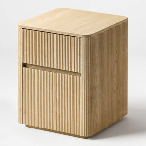 Eureka Ergonomic Aurelia Fluted File Cabinet, Modern Wood File Cabinet Three Quarter Right View