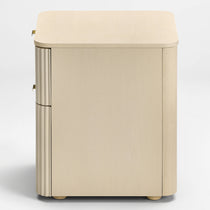 Eureka Ergonomic Opal 2 drawer file cabinet in Cream, side view showing the flat panel and rounded corners