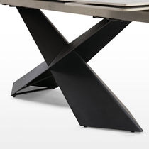 Evelyn Extendable Dining Table, Black X-Shaped Legs, Modern Dining Table Detail.