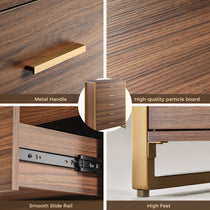 42 Walnut Chest Dresser Detail: Metal Handle, High-Quality Board, Smooth Slide Rail and High Feet.