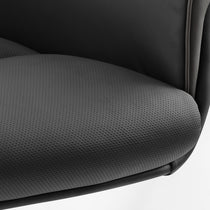 Royal Microfiber Leather Executive Office Chair Detail - Black Perforated Seat and Armrest, Ergonomic Design.