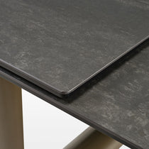Savoy Black Extendable Dining Table Detail, Showcasing Sintered Stone Surface and Modern Design.
