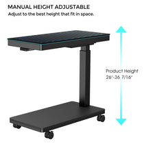 Black Height-Adjustable Cpu Cart With Illuminated Top, Manual Adjustment, and Adjustable Height Range.