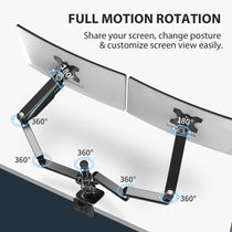 Eureka Ergonomic Dual Monitor Arm: Full Motion Rotation, Black Design for Flexible Screen Adjustment.