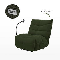 Linx Power Glider Recliner in Olive Green, Featuring a Recline Range of 118°-148° and Control Panel.