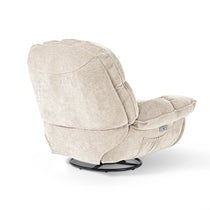 Grayson Power Recliner Chair in Beige Fabric, Rocking Swivel Base, and Comfortable Design, Detail View.