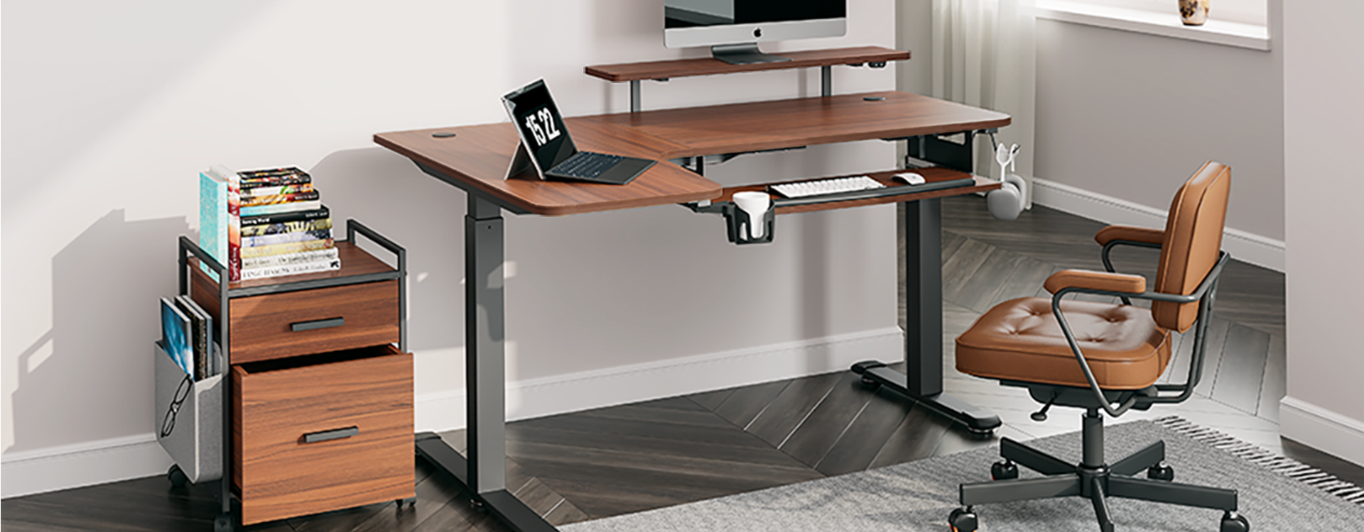 Rolling file cabinet with 2 drawer and lockable wheels for home office