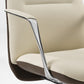 Royal Slim Executive Office Chair Detail: Cream Leather Armrest With Chrome Support.