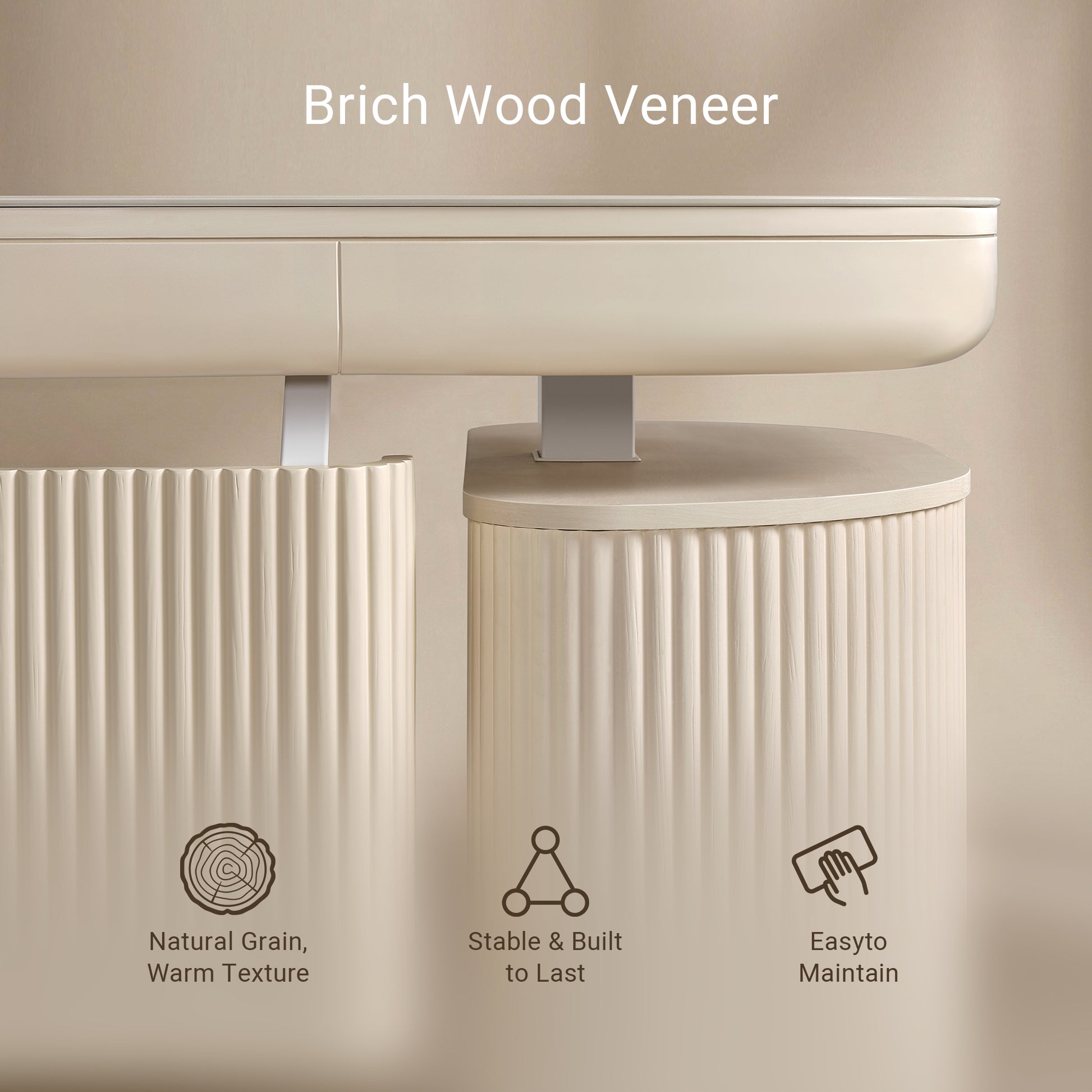 Cream Birch wood veneer Opal modesty panel featuring natural grain, warm texture, and easy maintenance.