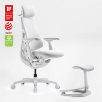 LiberNovo Omni Dynamic Ergonomic Office Chair with StepSync Footrest Glacier White